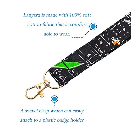 Unique Science Math Fabric Lanyard For Keys,Id Holder,Wallet,Card Holder For Womens,Student,Girls,Teacher,Soft Neck Strap Key Chain Holder #TOP2