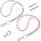 2 Pieces Bling ID Card Holder Lanyard Rhinestone Office Lanyard Crystal Keychain Neck Lanyard Strap Holder with Metal Clasp and Key Ring Rhinestone Neck Lanyard for Women ID Card Keys Strap