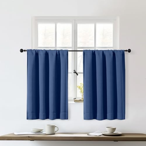 OWENIE Royal Blue 36 Inch Short Blackout Curtains for Bedroom Small Window