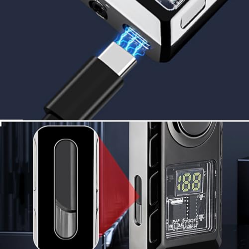 Encendedor portátil metálico con llama doble y recargable miniatura 3