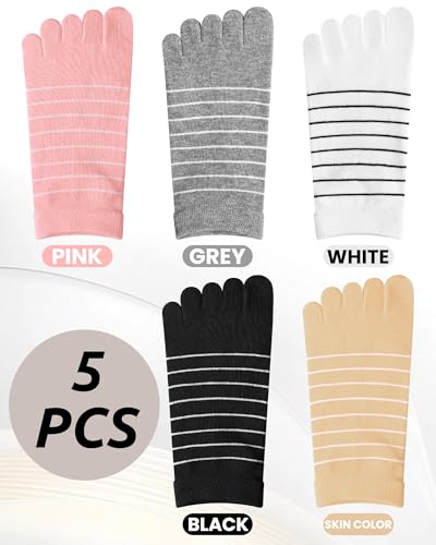 Image of Sintege 5 Pairs Stripe Toe Socks Women Colorful Finger Sock with Toes Separated Ankle Socks for Athletic Running Women Men