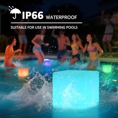 Image of FUYO 8 inch LED Light Cube with Remote Waterproof Light Up Cube Chair, 16 RGB Colors LED Table for Kids Night Light, Glow Cube for Indoor Outdoor Home Patio Party (White-8 inch)