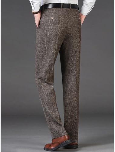 VENNYNG Men's Tweed Dress Pants Vintage Winter Trousers Knit Herringbone Outdoor Daily Formal Business Wedding4