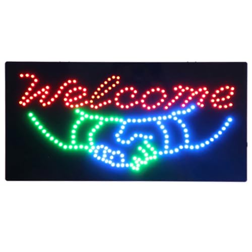 LIULIQ Señalización De Negocios, Bienvenido Manos Lámpara De Neón Signo con 3 Efectos De Animación (Constante, Parpadeante Y Parpadeo General) para Bar Luz Vidrio Arte Decoración Ventanas