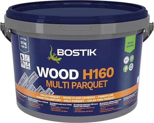 Bostik WOOD H160 Multi Parquet 21kg – Colle Hybride Hautes Performances pour Parquets Massifs et Contrecollés – Haute Adhérence, Compatible Sol Chauffant...