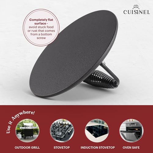 Image of Cast Iron Skillet + Grill Press + Scraper Set - 12 inch-inch Pre-Seasoned Frying Pan + Silicone Handle Grip - 7 inch Round Burger Smasher - Indoor /Outdoor, Stove, Oven, Grill, Induction Kitchen Cookware