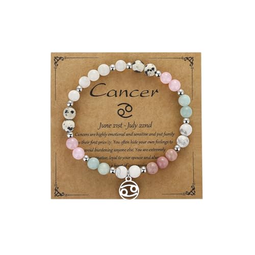 YIZHEDE Cancer Zodiac Bracelet – Nurturing Crystal Bracelet for Emotional Balance Gifts for Women Men | Birthday Gift | Spiritual Protection Jewelry