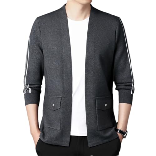 Winter Men's V-Neck Knitted Cardigan Fashion Simple Solid Line Cardigan Thickened Sweaters