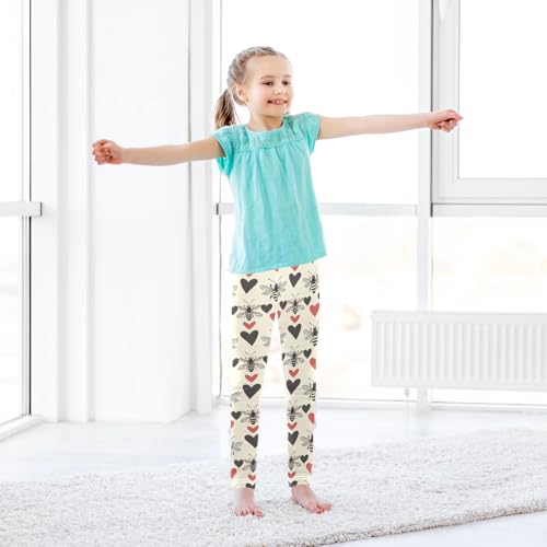 CaTaKu Girls Leggings Bee and Hearts Leggings for Girls Kids Athletic Workout Yoga Pants Size 4t4