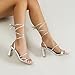Amoji Women 3 Inch Strap Up Heels Lady Heeled Sandal Ankle Strappy Wedding Party Dressing Dress Shoes 331 Silver Heels Size 8 women