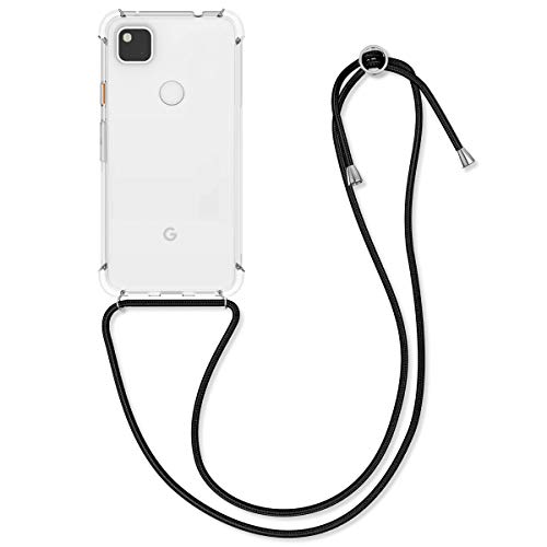 kwmobile Crossbody Case Compatible with Google Pixel 4a - Clear Transparent TPU Cell Phone Cover with Neck Cord Lanyard Strap - Transparent