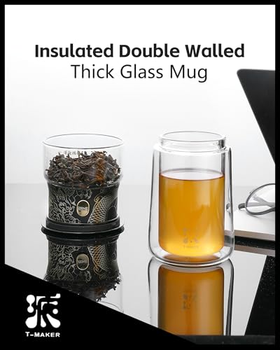 Image of ZENS Cool Glass Teapot with Infuser, Smart One Touch Tea Maker for Loose Tea Diffusers with Insulated Mug and Portable Tea Kits, Enchanted Teapot Alternatives for Tea Lover Gifts