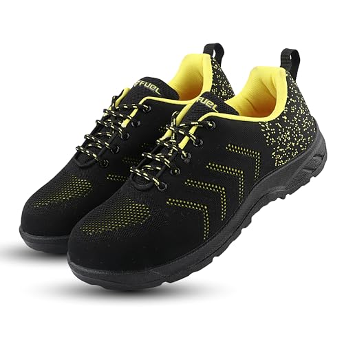 Image of FUEL Arsenal Extra Strong Knitted Fabric Sporty Look Industrial Safety Shoes for Men with PVC Single Density Sole, Steel Toe 100J Energy Absorption