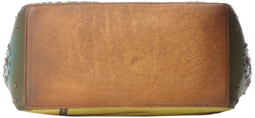Image of Anuschka Women's Genuine Leather Shoulder Bag | Hand Painted Original Artwork | Classic Hobo With Studded Side Pockets | Genuine Leather
