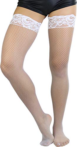 Image of ToBeInStyle Women's Stay Up Lace Lined Fishnet Tights