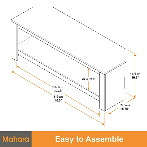 mahara Black Corner TV Stand - Black Oak Effect TV unit for up to 55" and Max 40Kg-TV Floorstand L115cm x D39.5cm x H41.4cm - For Living Room/Bedroom - Image 5