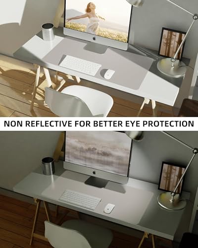 Image of Leather Desk Pad Protector,Mouse Pad,Office Desk Mat, Non-SlipPU Leather Desk Blotter,Desk matt for Desktop,Waterproof Keyboard mat for Office /Home /Decor (Light Grye,31.5 inch x 15.7 inch)