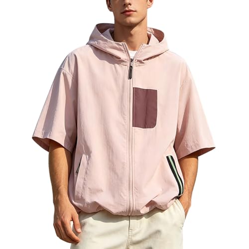 Veste de sport et sweat-shirt à capuche manches courtes homme respirant style décontracté d'été