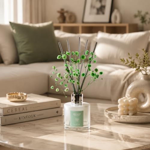 Image of Airkeep Reed Diffuser Set,3.38 fl oz (100 ml) - Fresh Pine Oil Diffusers with 8 Reed Sticks, Home Fragrance Reed Diffuser for Bathroom Shelf Decor