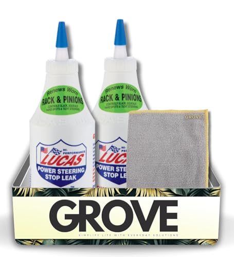 GROVE Power Steering Stop Leak 12 oz Bundle with Microfiber Cloth - Stop Leak for Power Steering Fluid - Preventative Maintenance and Seal Protection - (3 Items)