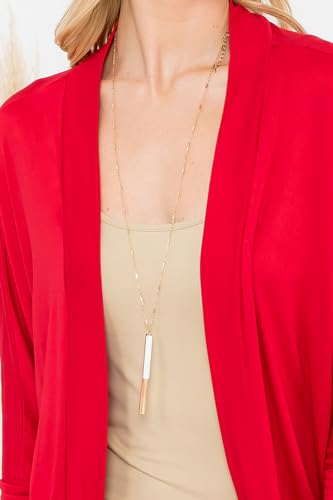 Image of Classic Long Sleeve Open Cardigan - Relaxed Lightweight Pocket Shawl Cardi Outerwear Buffalo Plaid Check, Floral, Solid