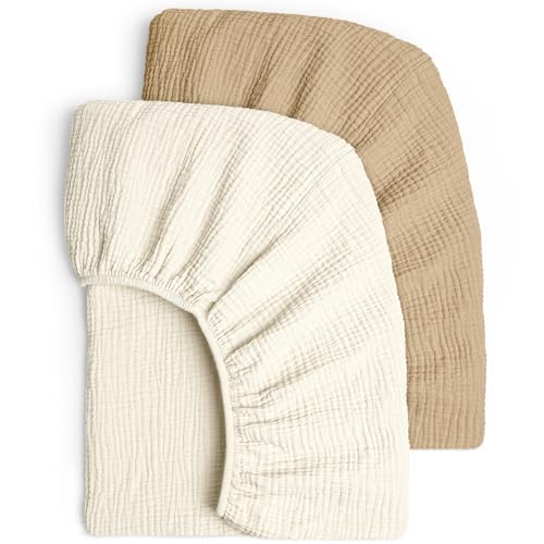 Image of Lulu Moon Muslin Crib Sheets - Fitted Crib Mattress Sheets for Boys and Girl - 28"x 52", 2 Pack