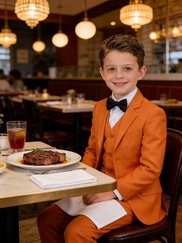 Image of Boys' Formal Suit 5 Piece Slim Fit Suits for Boy Kids Tuxedo Toddler Wedding Ring Bearer Outfit Teen Communion Dress