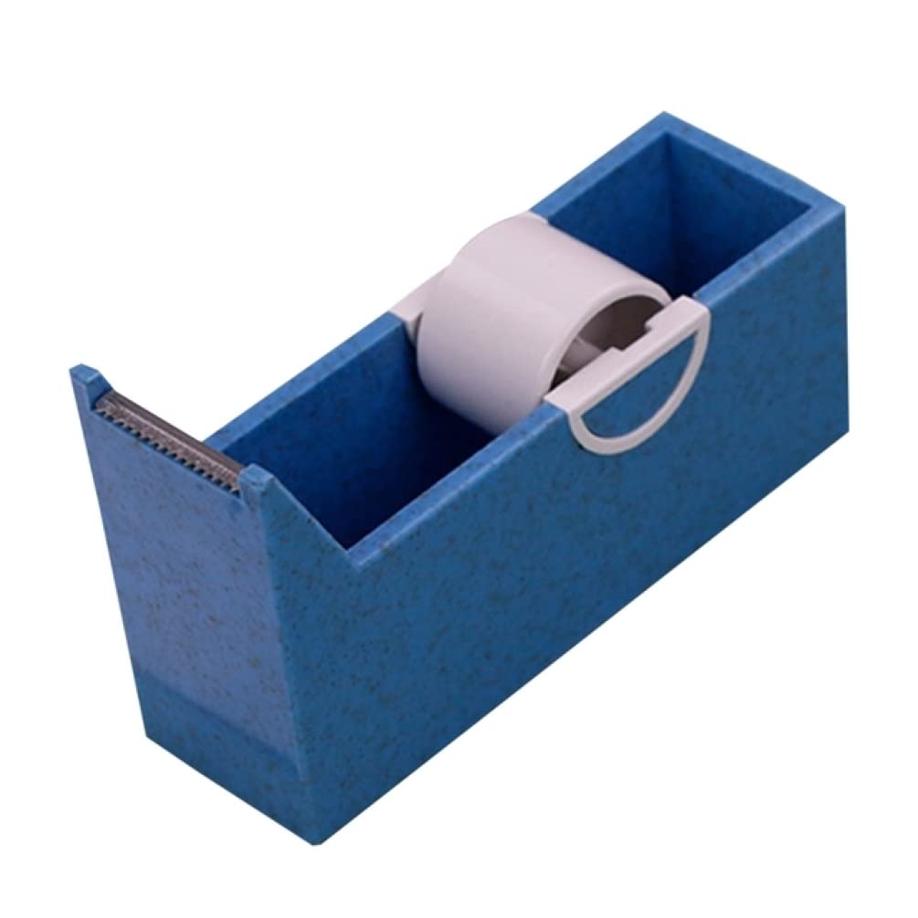 Dispenser di Nastro Adesivo Dispenser di Nastro Adesivo con taglierina per Nastro Dispenser di Nastro Adesivo per Ufficio Pad Antiscivolo per la casa Ricaricabile (Blu)