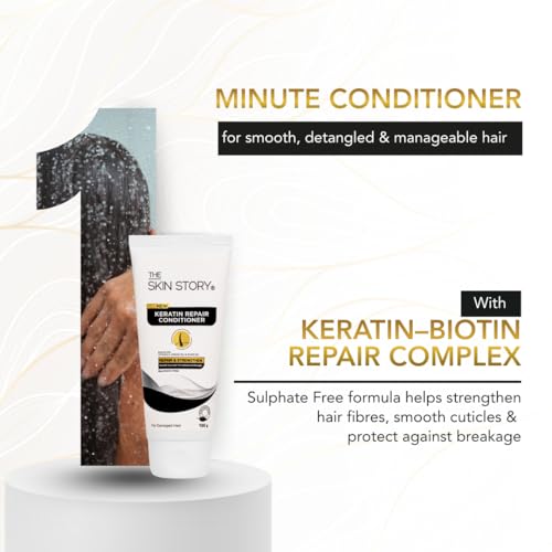 Image of The Skin Story Sulphate & Paraben Free Keratin Conditioner for Frizzy, Dry & Damaged Hair | Deep Conditioning for Smooth, Shiny, Manageable Hair | 100 g