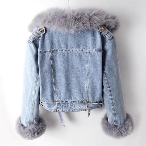 yoeasy Women Denim Jacket Removable Faux Fur Lined Thicken Shaggy Short Parka Coat Warm Winter Jean Jacket2