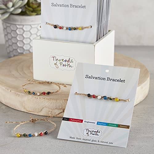 Creative Brands Faithworks-Adjustable Jute and Recycled Glass 8-Inch Bracelet, Salvation4