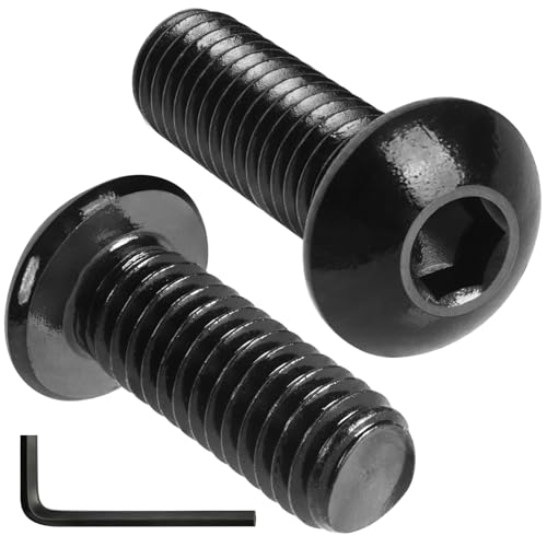Image of VGBUY 18Pcs 3 /8-16 x 3 /4 inch Button Head Socket Cap Bolts Screws, 304 Stainless Steel 18-8, Black Zinc Plated, Fully Threaded, with Spanner Allen Hex Drive