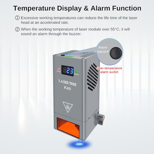 Miniatura 6 de Laser Tree Módulo Láser De Potencia Óptica 40w, Cabezal Láser K40 Con Módulo De Luz Azul Ttl Air Assist, Cabezal Láser Comprimido De 8 Rayos Para Máquina De Grabado Y Corte Láser,24v