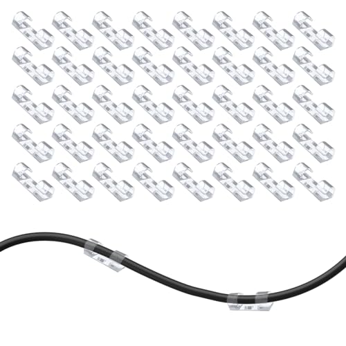 40PCS Plastic Finisher Wire Clamp,Plastic Adhesive Cable Clips,Self Adhesive Cable Clip Ultimate Solution to Cable Management,Cable Management Clips for Home & Office(Transparent)