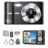 Digital Camera, Autofocus 50MP Vlogging Camera with 32G TF Card & 2 Batteries, 16X Zoom, Flash, Anti-Shake, Compact Portable Small Point and Shoot Digital Camera for Kids Student Teen Adult Beginner