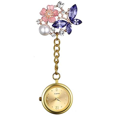 Avaner Avaner Nurse Fob Watch Strass Gold Pin-on Brosche Watch Hanging Edelstahl Revers Watch Cover