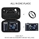 Supmay Harte Tragetasche für Canon PowerShot SX740/SX730/SX720/SX620/G7X Digitalkamera, schützende Aufbewahrungstasche mit Reißverschluss Mesh Tasche für Akku, Ladekabel, USB-Karte, Schwarz