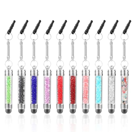 JIEYAO 10 Mini Lápices Capacitivos para Teléfono Móvil, Lápiz Capacitivo para Tableta De Cristal De Colores Lápiz Táctil Corto con Jack De 3,5 Mm Lápiz Portátil para Pantalla Táctil Universal