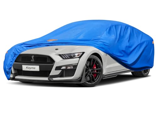 Image of Kayme Heavy Duty Car Cover Waterproof All Weather, Outdoor Full Cover Snowproof UV Protection, Universal Fit for Ford Mustang, Chevrolet Camaro /Beretta /Chevelle, Cadillac ELR Etc（186-193 inch