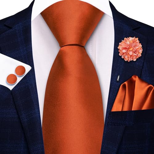 Image of Hi-Tie Zipper Ties for Men Pre-tied Tie Set Lapel Pin Pocket Square and Cufflinks Formal Business Wedding Adjustable Necktie