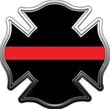 Thin Red Line Maltese Cross Brotherhood Decal - 2' h - REFLECTIVE