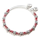 Alex and Ani Accents Holiday Bow Beaded Expandable Bangle for Women, Rafaelian Silver Finish, 2 to 3.5 in