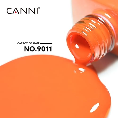 Image of CANNI Bright Orange Gel Nail Polish, 1Pcs Orange Gel Polish Color High Gloss Soak Off U V Nail Manicure Salon DIY