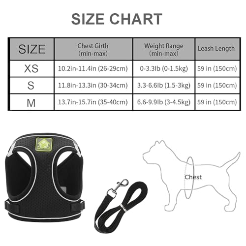 Cat Harness and Leash Set, Escape Proof Adjustable Kitten Vest Harness with Leash & Collar, Lightweight Reflective Pet Harness for Small and Medium Cats Outdoor Walking Travel, Black (M) - Image 3