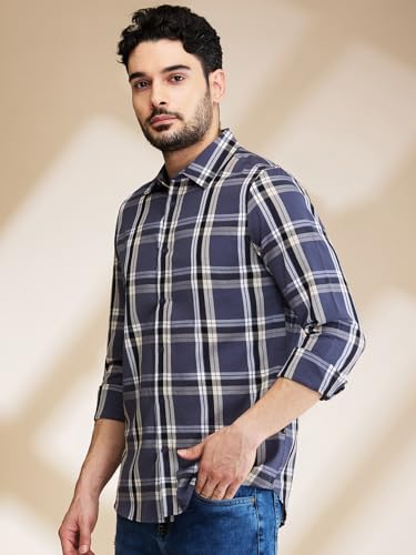 Image of Being Human Beige Slim Fit Regular Collar Men's Shirt Clothing