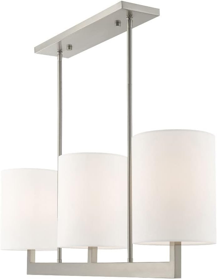 Hutcheson Brushed Nickel 3-Light Kitchen Island Linear Pendant