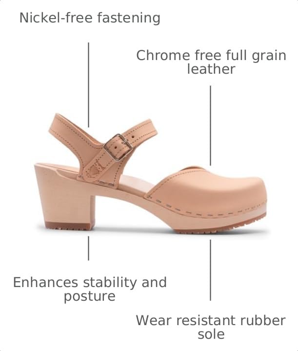 Image of Sandgrens Handmade Swedish Wood Clogs for Women, High Heel Sandal | Victoria