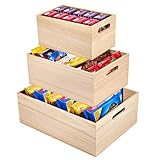 Sorbus Unfinished Wood Crates - Organizer Bins, Wooden Box for Pantry Organizer Storage, Closet, Arts & Crafts, Cabinet Organizers, Containers for Organizing (3 Pack)