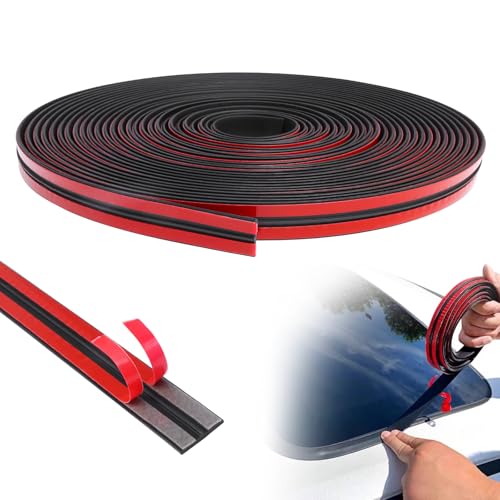 Storystore Car Weather Stripping 14mmx19.68Ft T-Shape Cuttable Windshield Rubber Seal Strip Self Adhesive Sunroof Cover Seal for Cars Trucks SUVs