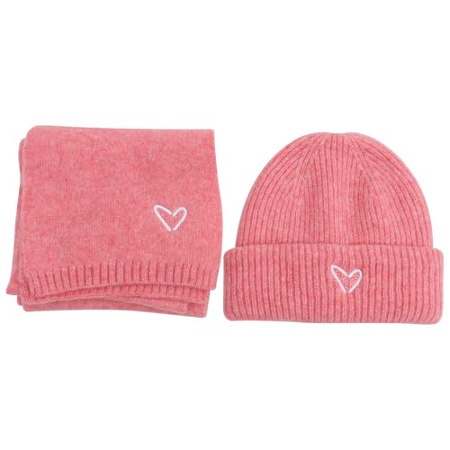 Conjunto de gorro y bufanda rosa para niña pequeña kit de invierno de 2 piezas de lana